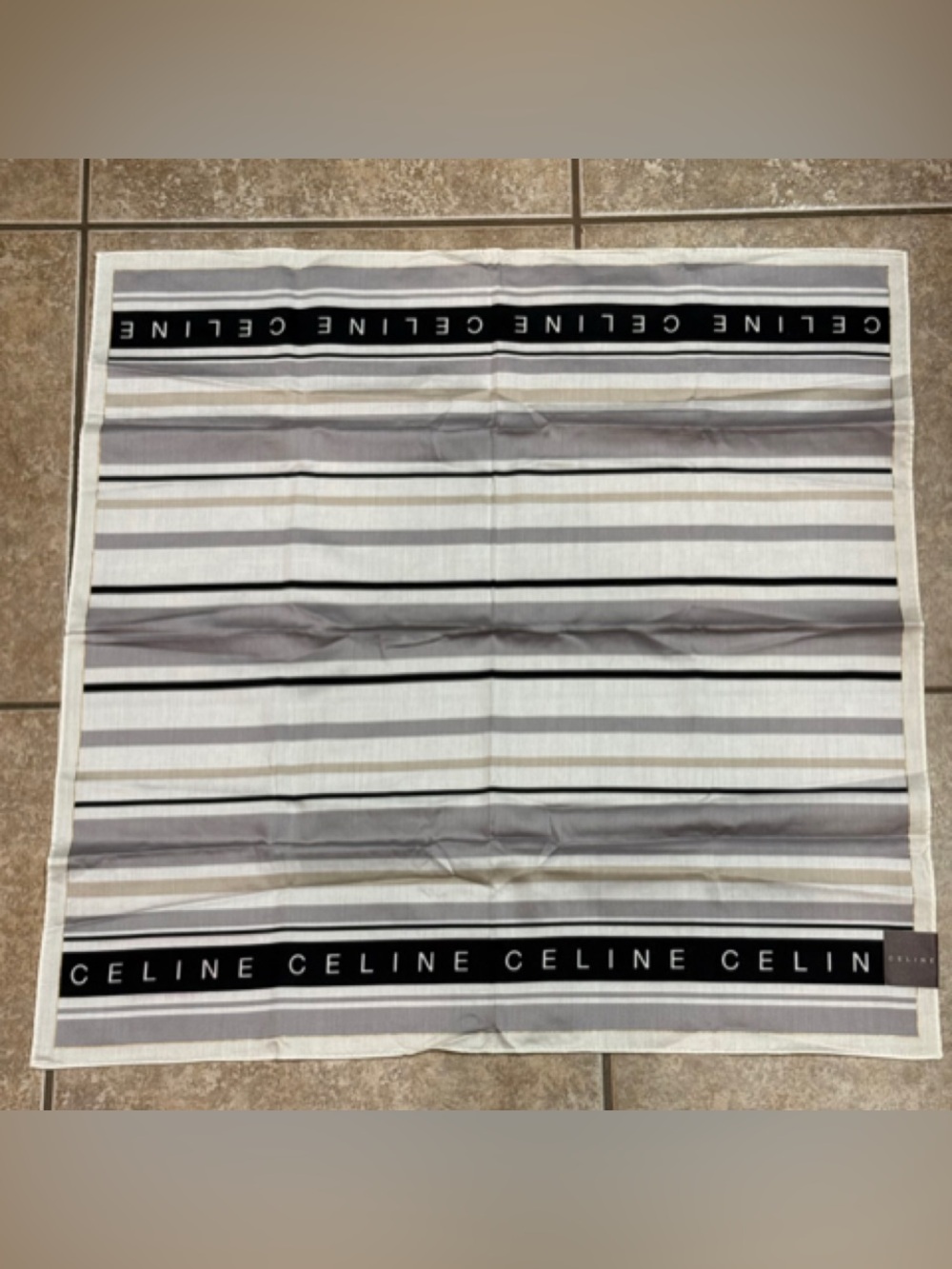 ✨NWT Authentic Celine Print Striped Square Scarf